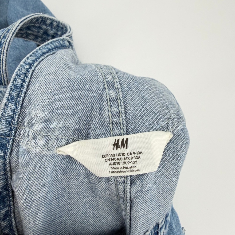 HM Kids Blue Denim Overalls Medium Wash Adjustable Straps Size 10 US 10Y - Picture 2 of 13